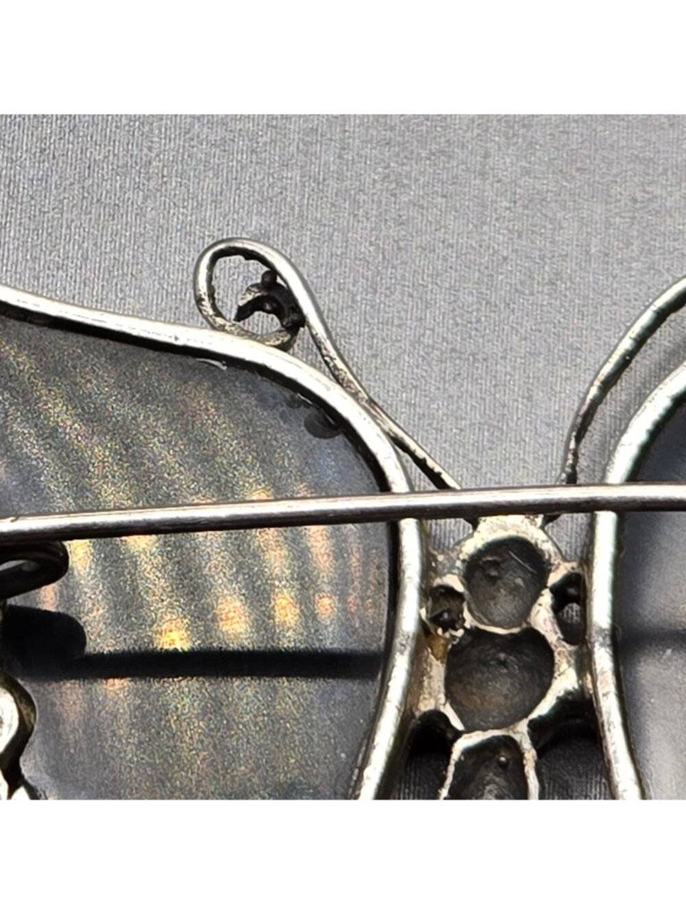 Vintage Sterling Silver Butterfly Brooch 2" Onyx Wings Marcasite Statement Piece - Picture 6 of 11